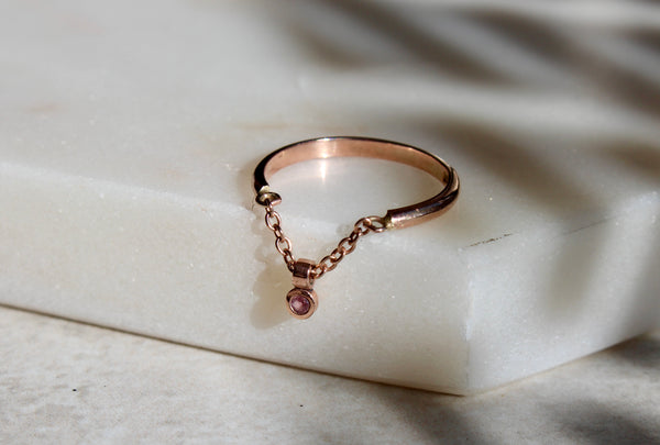 Gemstone Drop Chain Ring