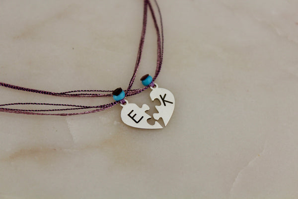 Together as One Heart Puzzle Bracelet