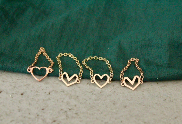 EOJ Square Heart Chain Ring