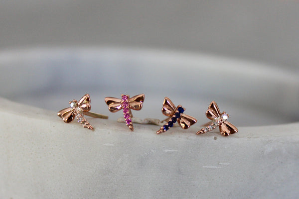 Dragonfly Diamond + Gemstone Studs