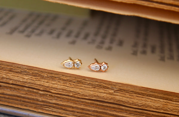 Pear + Round Scalloped Studs