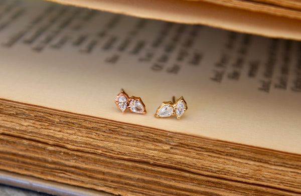 Pear + Marquise Scalloped Studs